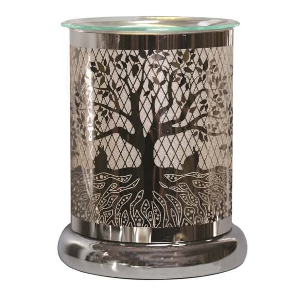 Electric Wax Melter Touch - Silver Silhouette Tree of Life 17cm