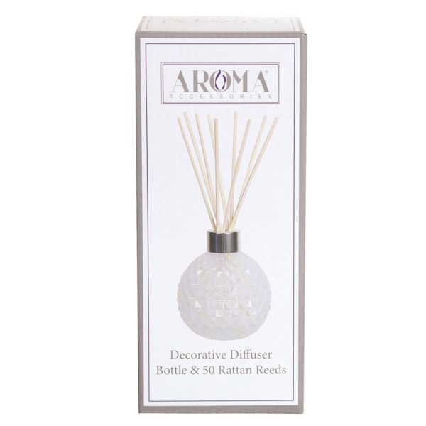 White Lustre Glass Reed Diffuser & 50 Rattan Reeds