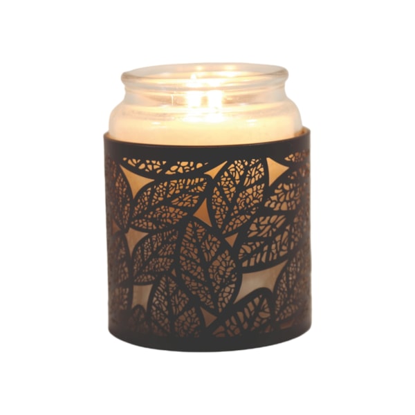 Tealight Wax Melter and Candle Holder - Black Silhouette Leaves 10.5cm