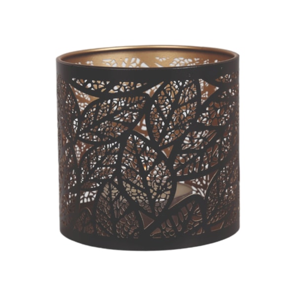 Tealight Wax Melter and Candle Holder - Black Silhouette Leaves 10.5cm