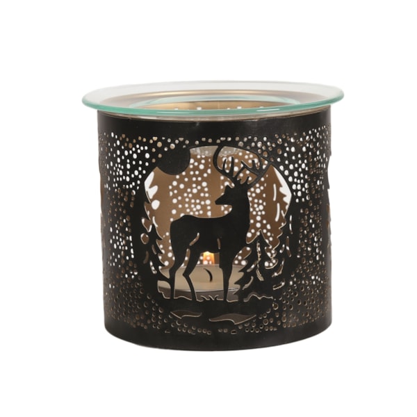 Tealight Wax Melter and Candle Holder - Black Silhouette Stag 10.5cm