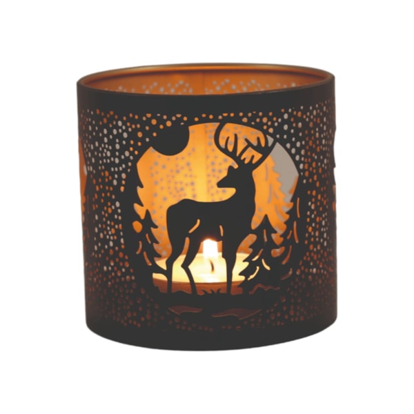 Tealight Wax Melter and Candle Holder - Black Silhouette Stag 10.5cm