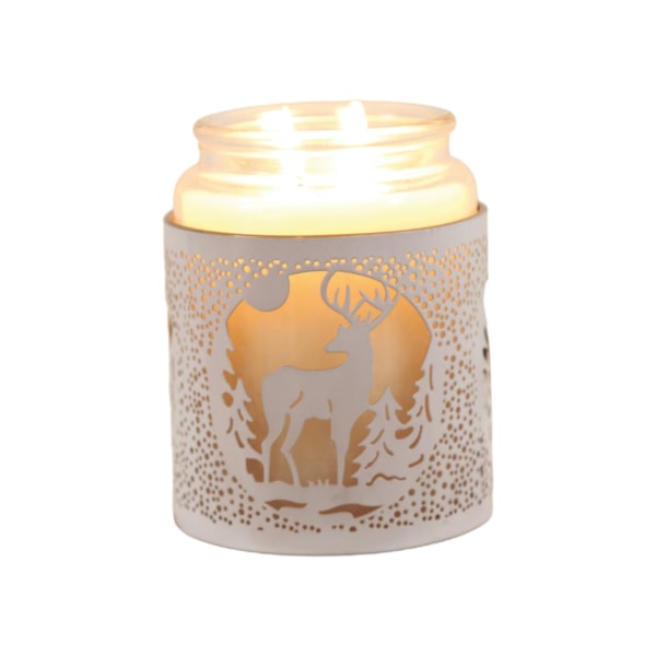 Tealight Wax Melter and Candle Holder - White Silhouette Stag 10.5cm