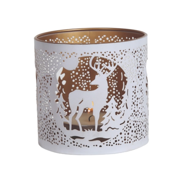 Tealight Wax Melter and Candle Holder - White Silhouette Stag 10.5cm