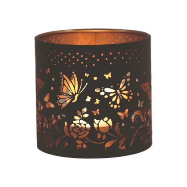 Tealight Wax Melter and Candle Holder - Black & Gold Silhouette Butterfly 10.5cm