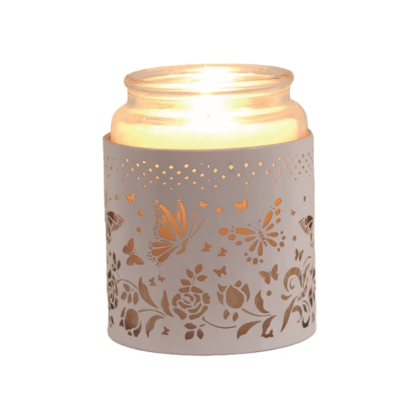 Tealight Wax Melter & Candle Holder - White & Gold Silhouette Butterfly 10.5cm