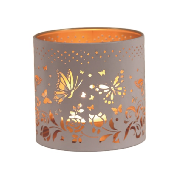 Tealight Wax Melter & Candle Holder - White & Gold Silhouette Butterfly 10.5cm