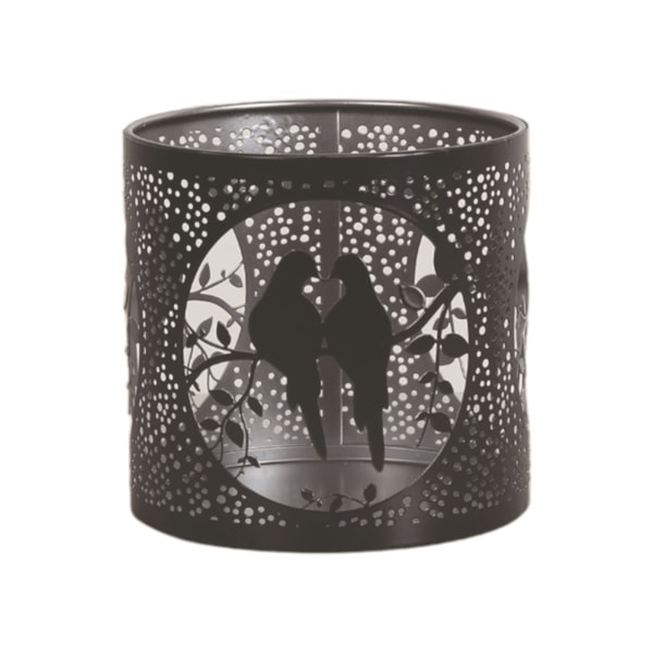 Tealight Wax Melter & Candle Holder - Black & Silver Silhouette Doves 10.5cm