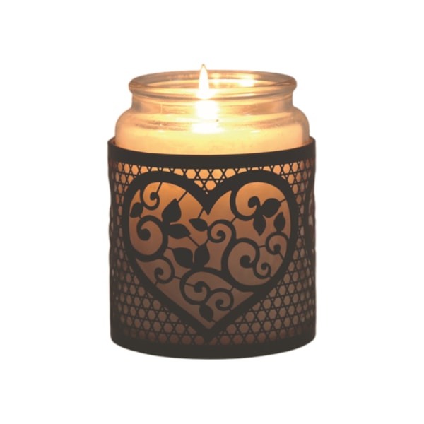 Tealight Wax Melter & Candle Holder - Black & Gold Silhouette Heart 10.5cm