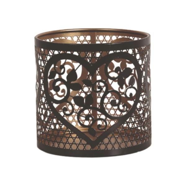 Tealight Wax Melter & Candle Holder - Black & Gold Silhouette Heart 10.5cm