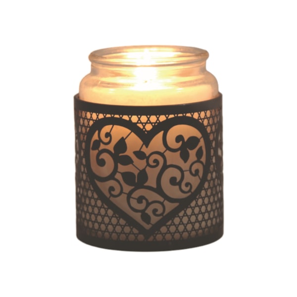 Tealight Wax Melter & Candle Holder - Black & Silver Silhouette Heart 10.5cm