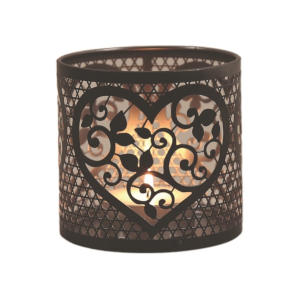 Tealight Wax Melter & Candle Holder - Black & Silver Silhouette Heart 10.5cm