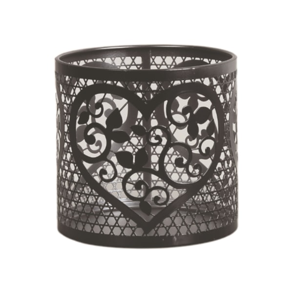 Tealight Wax Melter & Candle Holder - Black & Silver Silhouette Heart 10.5cm