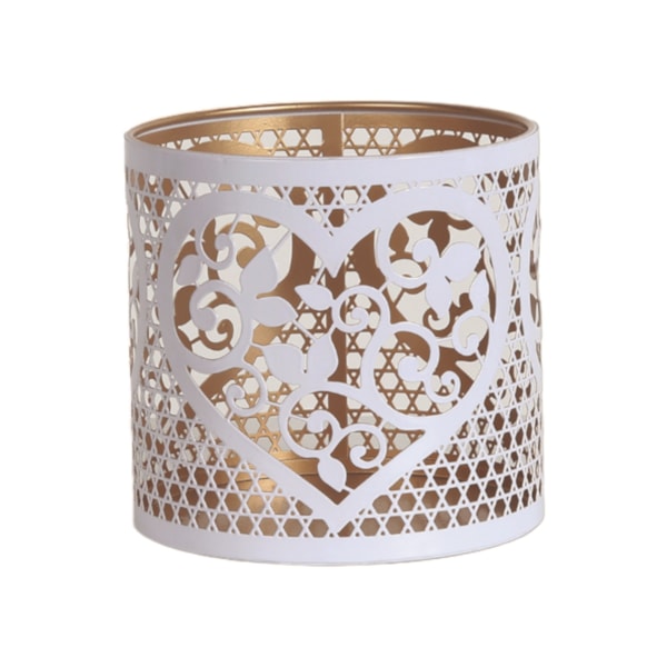 Tealight Wax Melter & Candle Holder - White & Gold Silhouette Heart 10.5cm