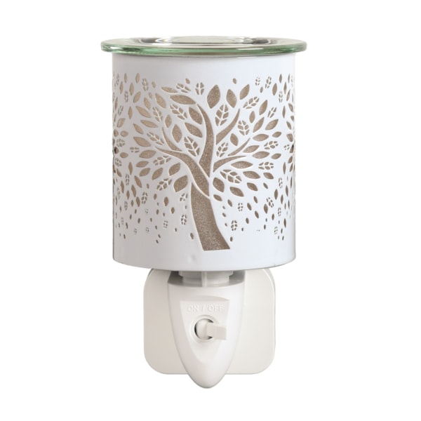 Wax Melter Plug In - White & Gold Silhouette Tree of Life 13cm