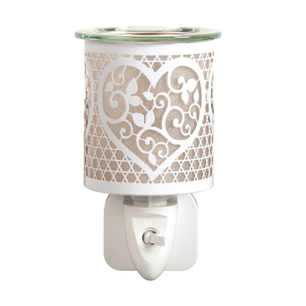 Wax Melter Plug In - White & Gold Silhouette Heart 13cm