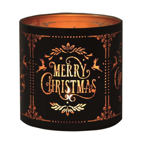 Tealight Wax Melter and Candle Holder - Black Silhouette Merry Christmas