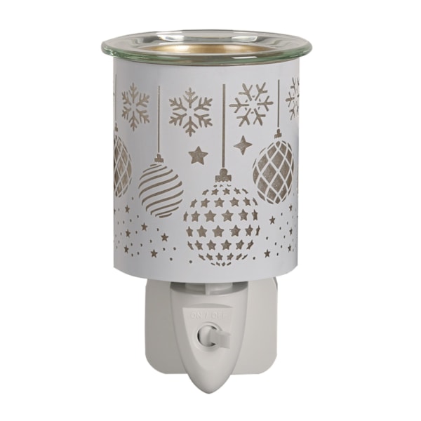 Wax Melter Plug In - White & Gold Silhouette Baubles 13cm