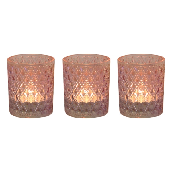 Pink Lustre Set of 3 Tealight Votive Holder