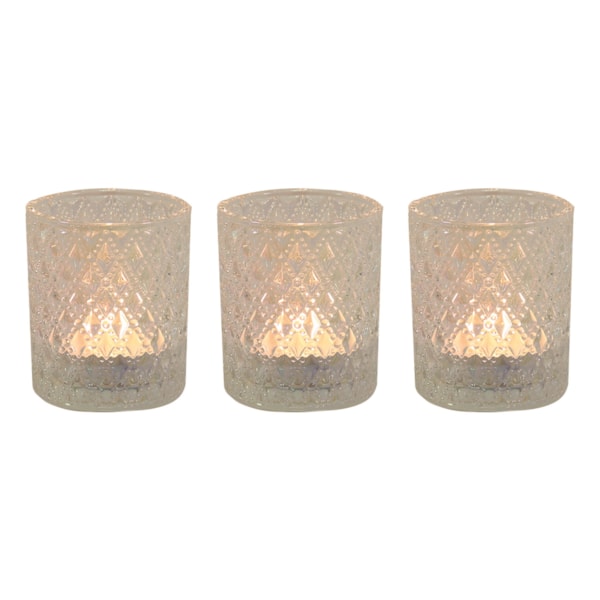 Clear Lustre Set of 3 Tealight Votive Holder