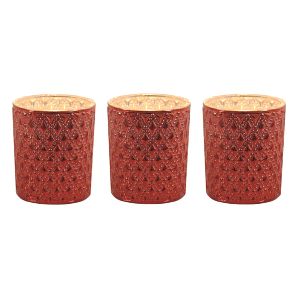 Red Lustre Set of 3 Tealight Votive Holder