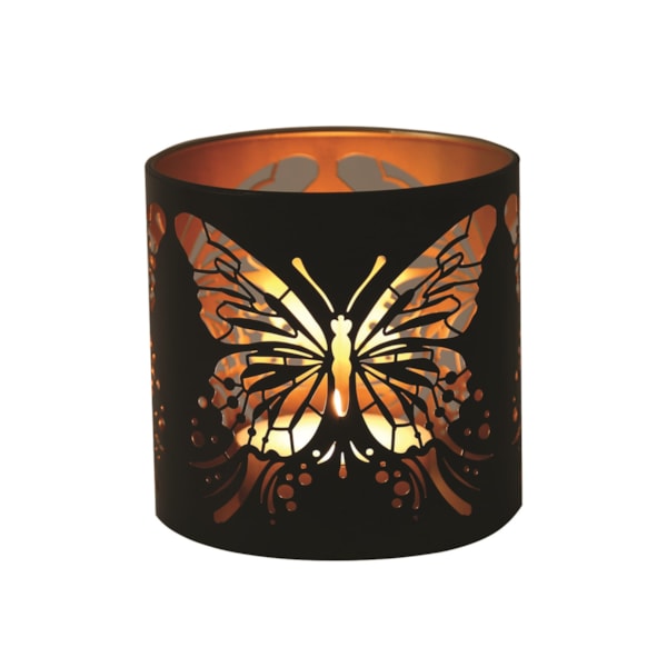 Tealight Wax Melter and Candle Holder - Black & Gold Silhouette Melter Butterfly