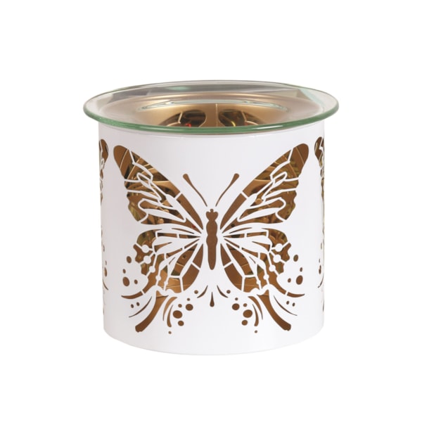 Tealight Wax Melter and Candle Holder - White & Gold Silhouette Melter Butterfly