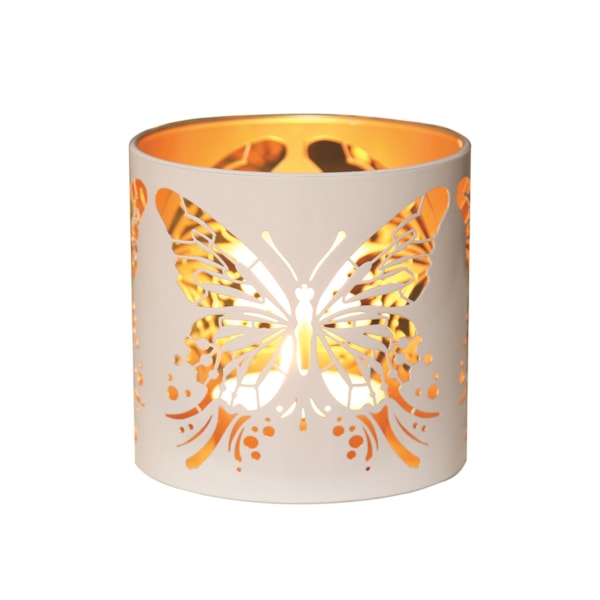 Tealight Wax Melter and Candle Holder - White & Gold Silhouette Melter Butterfly