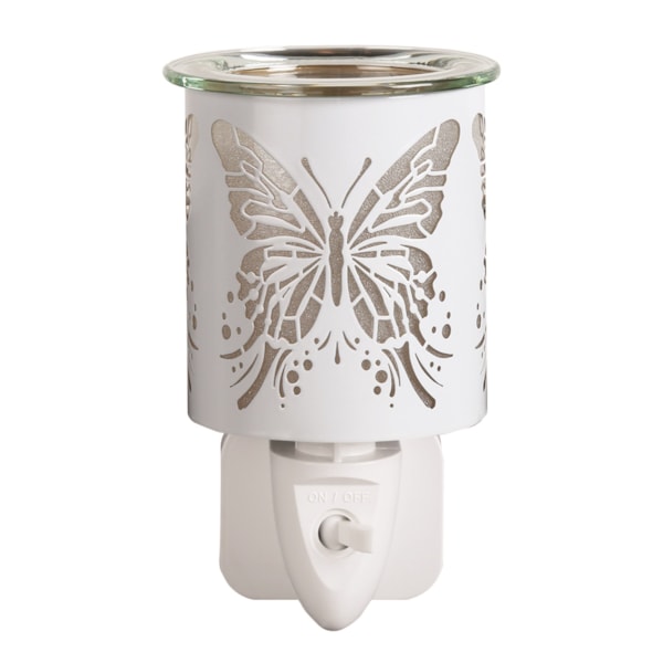 Wax Melter Plug In - White & Gold Silhouette Butterfly 13cm