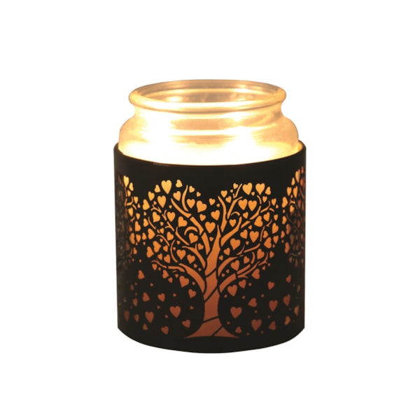 Tealight Wax Melter and Candle Holder -Black & Gold Silhouette Melter Heart Tree