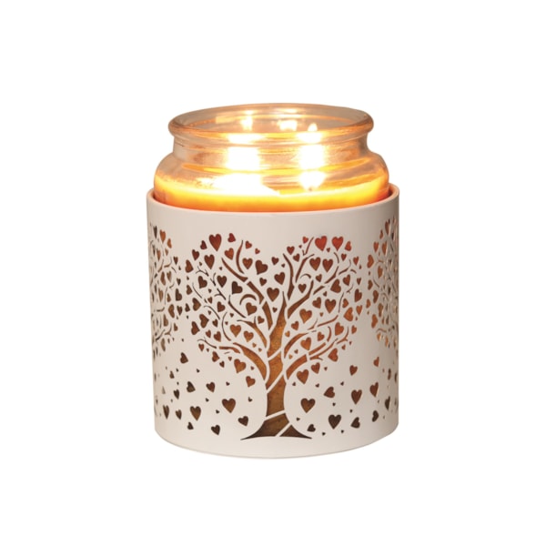 Tealight Wax Melter and Candle Holder -White & Gold Silhouette Melter Heart Tree