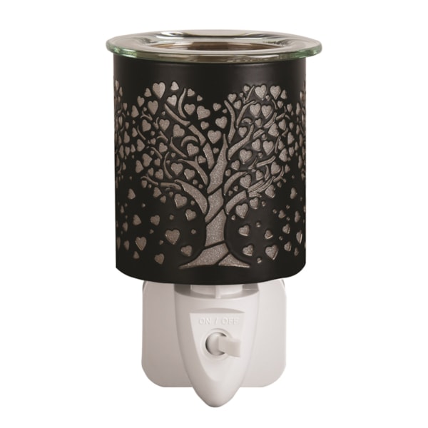 Wax Melter Plug In - Black & Gold Silhouette Heart Tree 13cm