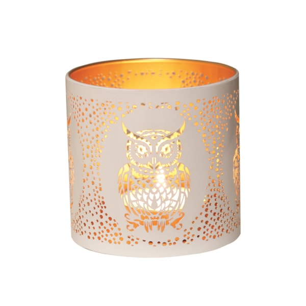 Tealight Wax Melter and Candle Holder - White & Gold Silhouette Melter Owl