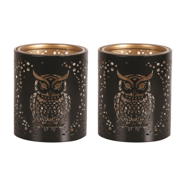 Votive Holder Metal Silhouette – Black and Gold Owl set of two