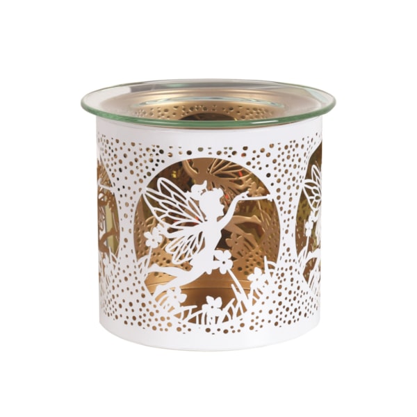 Tealight Wax Melter and Candle Holder - White & Gold Silhouette Melter Fairy