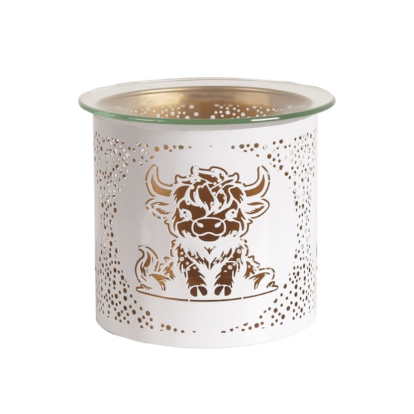 Tealight Wax Melter and Candle Holder - White & Gold Silhouette Melter Highland