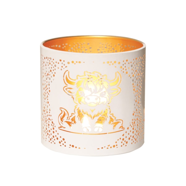 Tealight Wax Melter and Candle Holder - White & Gold Silhouette Melter Highland