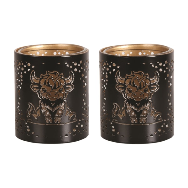 Votive Holder Metal Silhouette – Black and Gold Highland set of two