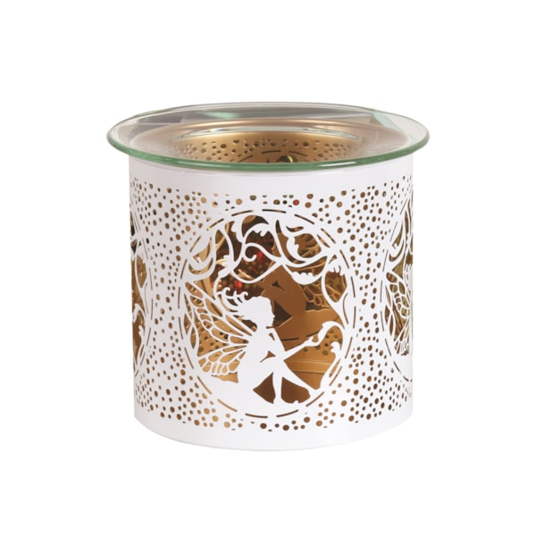 Tealight Wax Melter and Candle Holder -White & Gold Silhouette Melter seat fairy