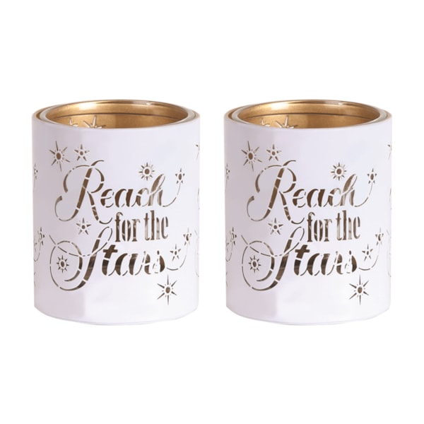 Votive Holder Metal Silhouette – White and Gold Reach set of two