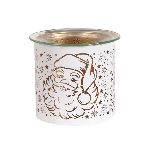 Tealight Wax Melter and Candle Holder - White & Gold Silhouette Melter Santa