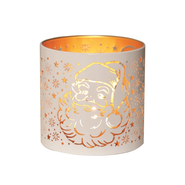 Tealight Wax Melter and Candle Holder - White & Gold Silhouette Melter Santa