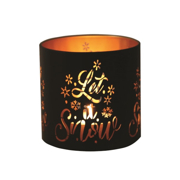 Tealight Wax Melter and Candle Holder-Black &Gold Silhouette Melter Let it Snow