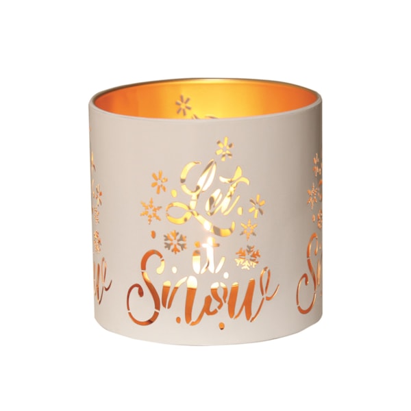 Tealight Wax Melter and Candle Holder-White & Gold Silhouette Melter Let it Snow