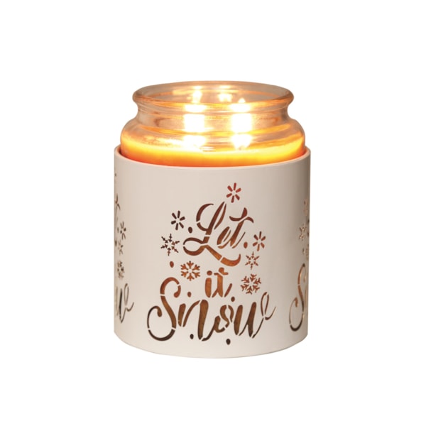 Tealight Wax Melter and Candle Holder-White & Gold Silhouette Melter Let it Snow