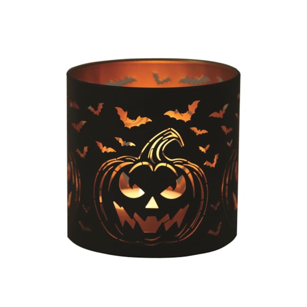 Tealight Wax Melter and Candle Holder - Black & Gold Silhouette Melter Pumpkin