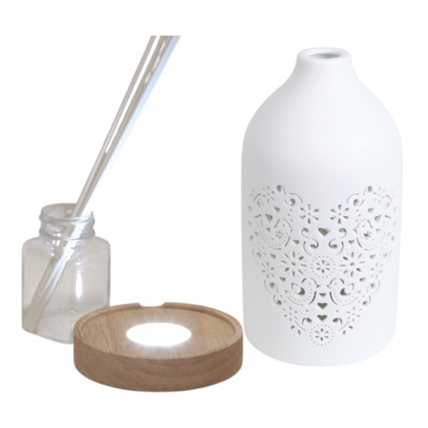 LED Ceramic Reed Diffuser Heart 19cm