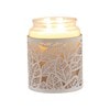 Tealight Wax Melter and Candle Holder - White Silhouette Leaves 10.5cm