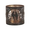 Tealight Wax Melter & Candle Holder - Black & Gold Silhouette Doves 10.5cm