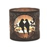 Tealight Wax Melter & Candle Holder - Black & Silver Silhouette Doves 10.5cm